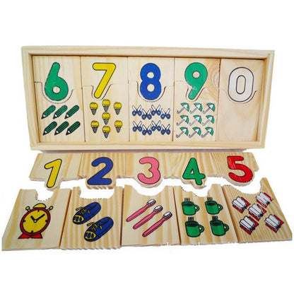 Wooden Children Match It Counting Mathematics Number Early Educational Puzzle Set Jigsaw Toy Preschool Game Gift for Kids