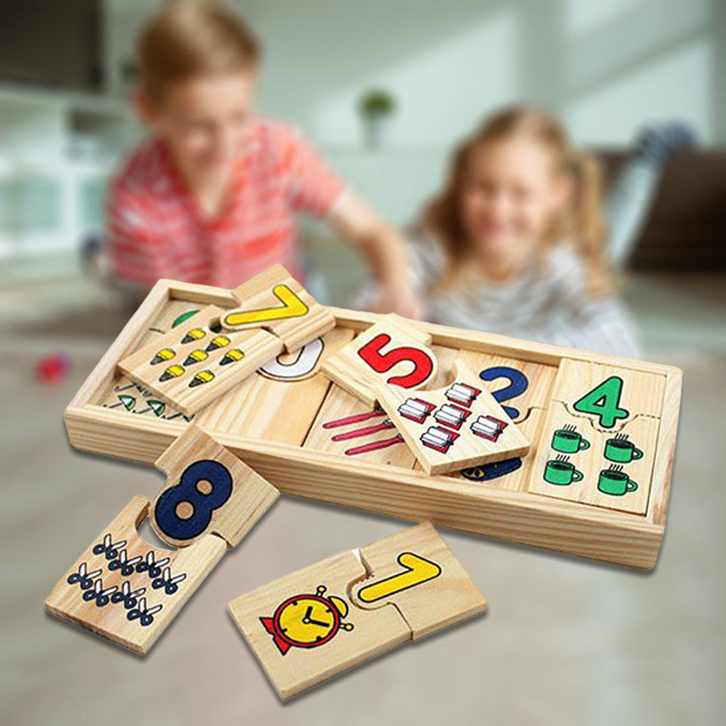 Wooden Children Match It Counting Mathematics Number Early Educational Puzzle Set Jigsaw Toy Preschool Game Gift for Kids