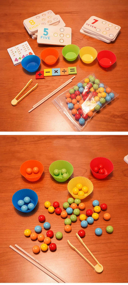 Kids Montessori Wooden Toys Hands Brain Training Clip Beads Chopsticks Beads Toys Early Educational Puzzle Board Math Game To L1