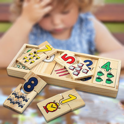 Wooden Children Match It Counting Mathematics Number Early Educational Puzzle Set Jigsaw Toy Preschool Game Gift for Kids