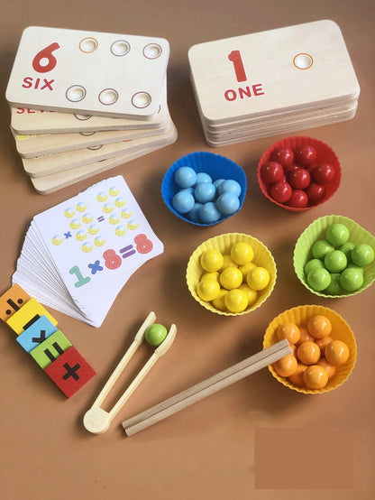 Kids Montessori Wooden Toys Hands Brain Training Clip Beads Chopsticks Beads Toys Early Educational Puzzle Board Math Game To L1