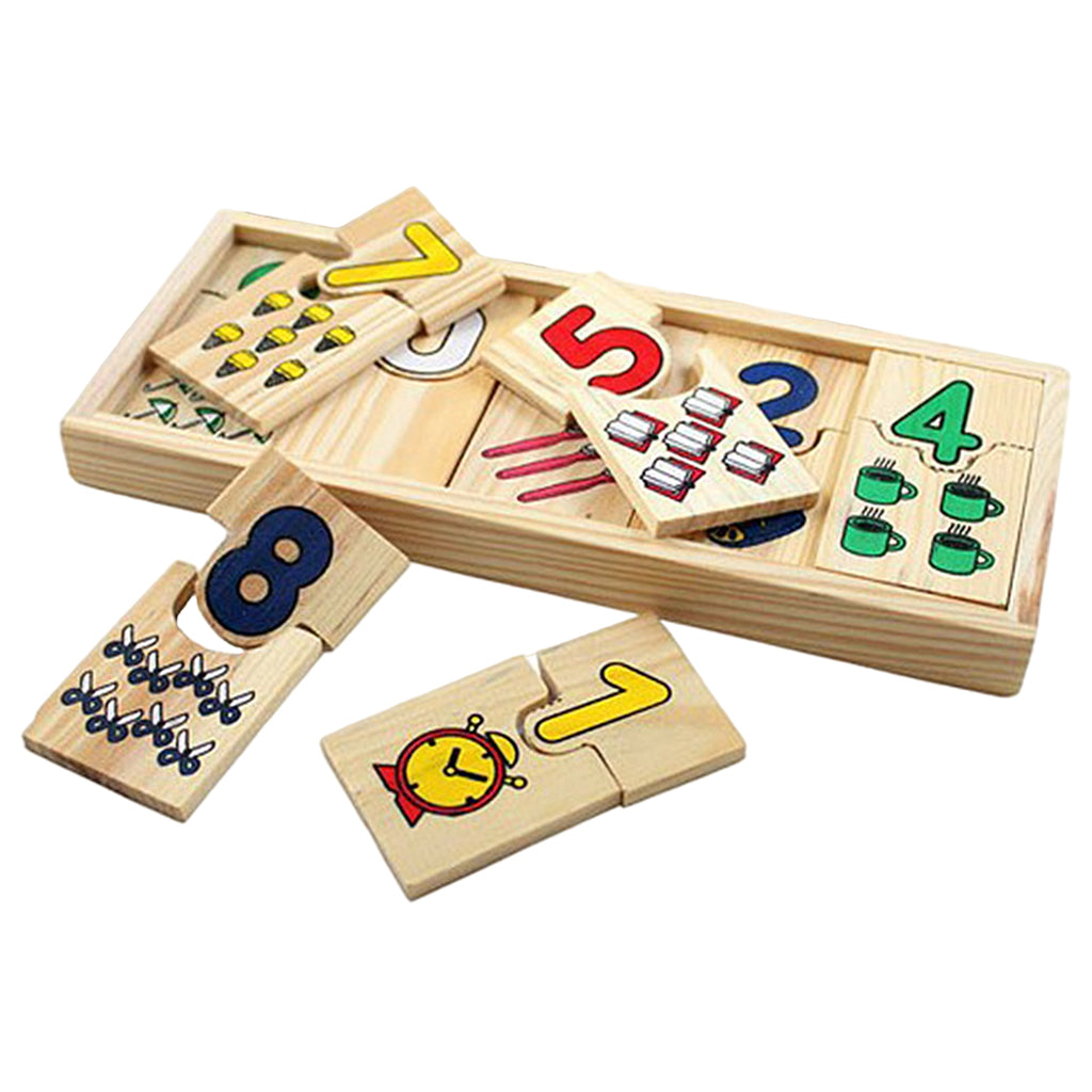 Wooden Children Match It Counting Mathematics Number Early Educational Puzzle Set Jigsaw Toy Preschool Game Gift for Kids