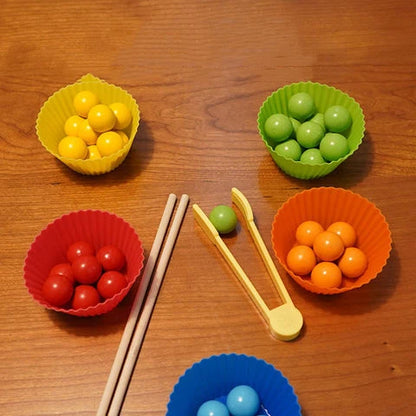 Kids Montessori Wooden Toys Hands Brain Training Clip Beads Chopsticks Beads Toys Early Educational Puzzle Board Math Game To L1