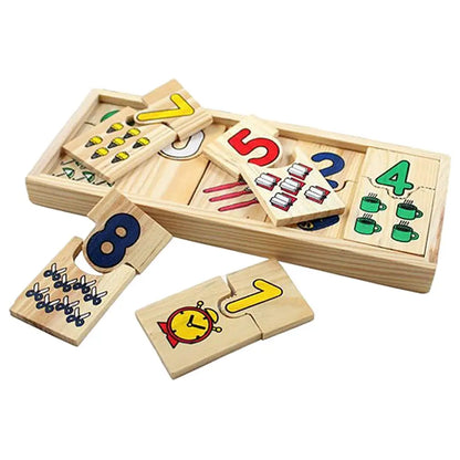 Wooden Children Match It Counting Mathematics Number Early Educational Puzzle Set Jigsaw Toy Preschool Game Gift for Kids