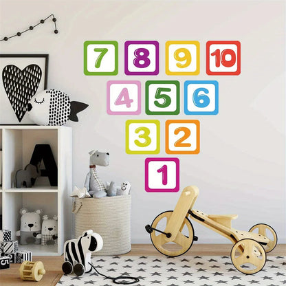 Hopscotch Floor Stickers Lattice Number Game Kindergarten Children Room Cartoon Wall Stickers Waterproof 10PCS