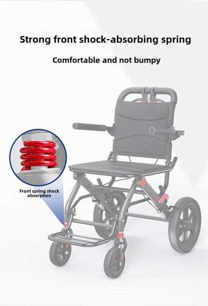 Wheelchair foldable, ultra-lightweight, small, portable, airplane-friendly travel trolley for the elderly