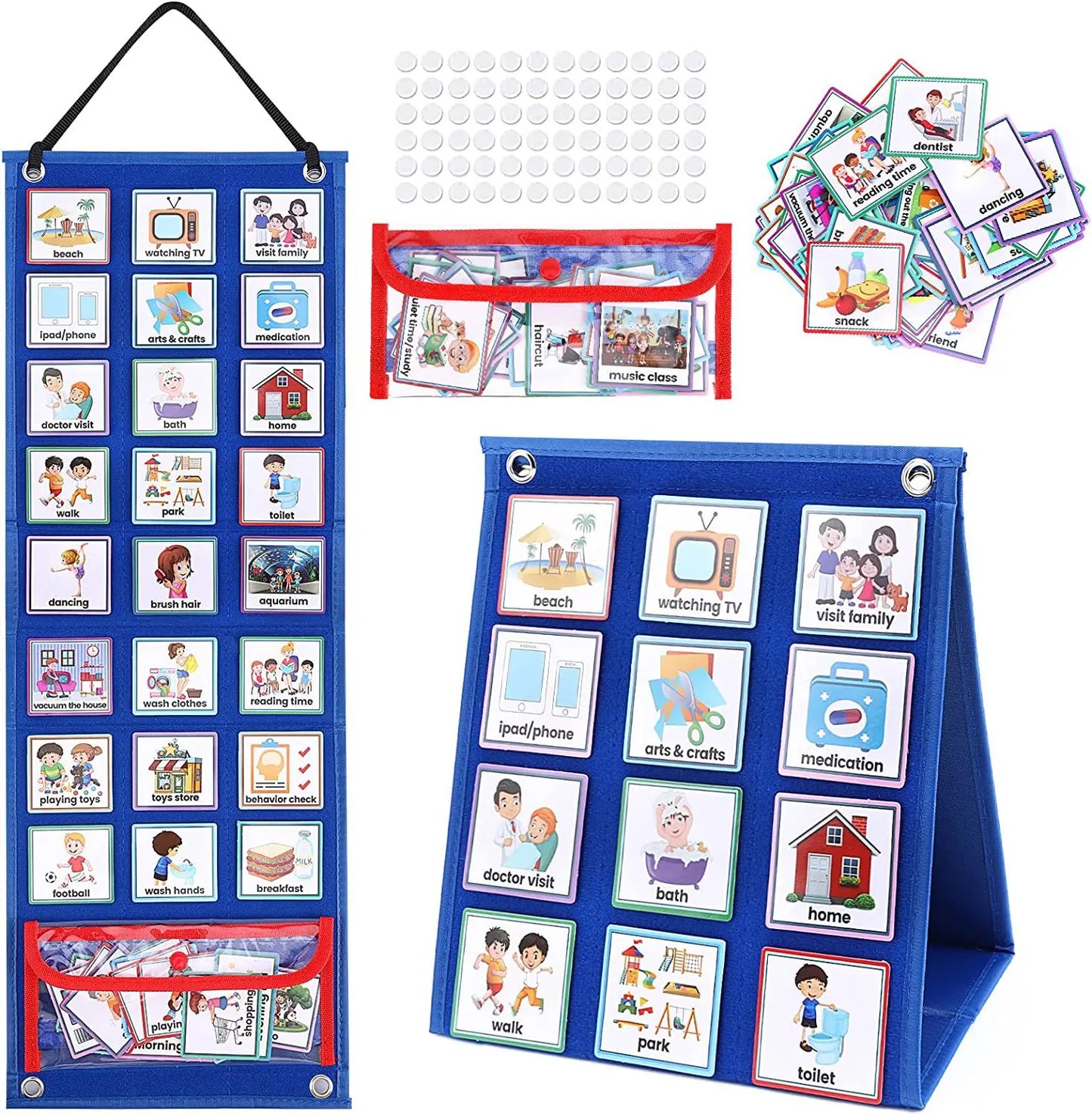 Visual Schedule for Kids Daily Routine Chart with 70 Cards Calendar Pocket Autism Learning Behavioral Tool For School Toys