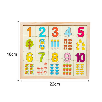 Wooden Children Match It Counting Mathematics Number Early Educational Puzzle Set Jigsaw Toy Preschool Game Gift for Kids