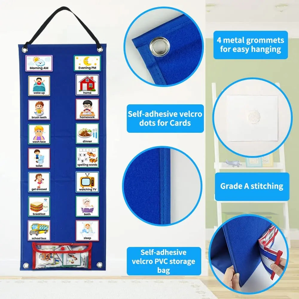 Visual Schedule for Kids Daily Routine Chart with 70 Cards Calendar Pocket Autism Learning Behavioral Tool For School Toys