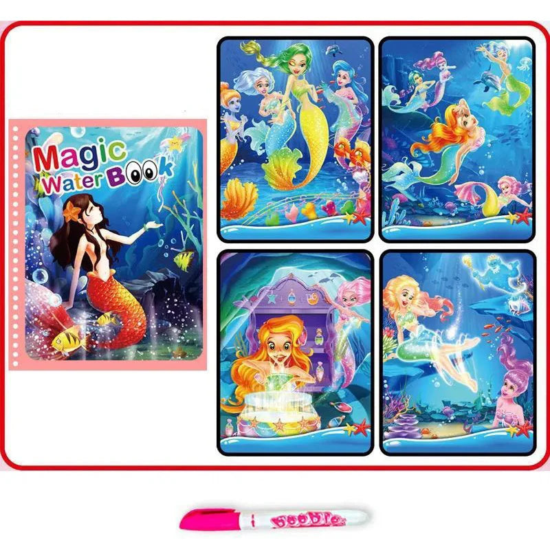 Cartoon Reusable Coloring Book Magical Water Drawing Book with Pen Drawing Toys Early Educational Montessori Toys for Kids