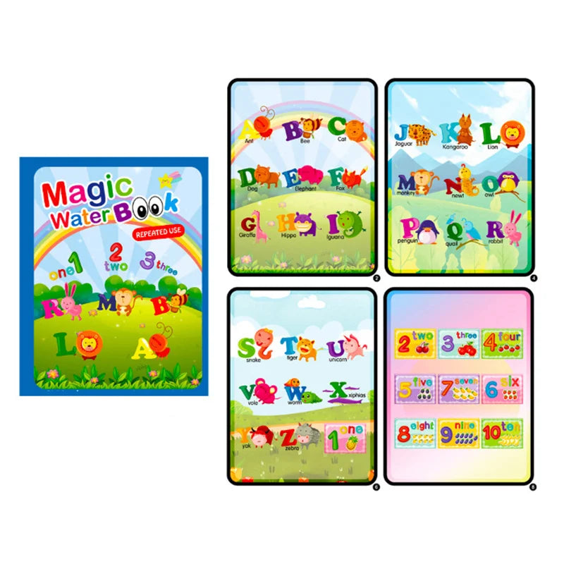 Cartoon Reusable Coloring Book Magical Water Drawing Book with Pen Drawing Toys Early Educational Montessori Toys for Kids