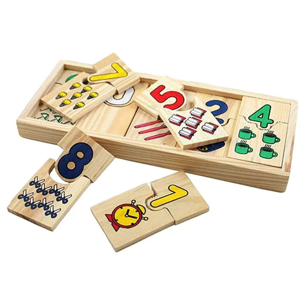 Wooden Children Match It Counting Mathematics Number Early Educational Puzzle Set Jigsaw Toy Preschool Game Gift for Kids