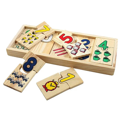 Wooden Children Match It Counting Mathematics Number Early Educational Puzzle Set Jigsaw Toy Preschool Game Gift for Kids