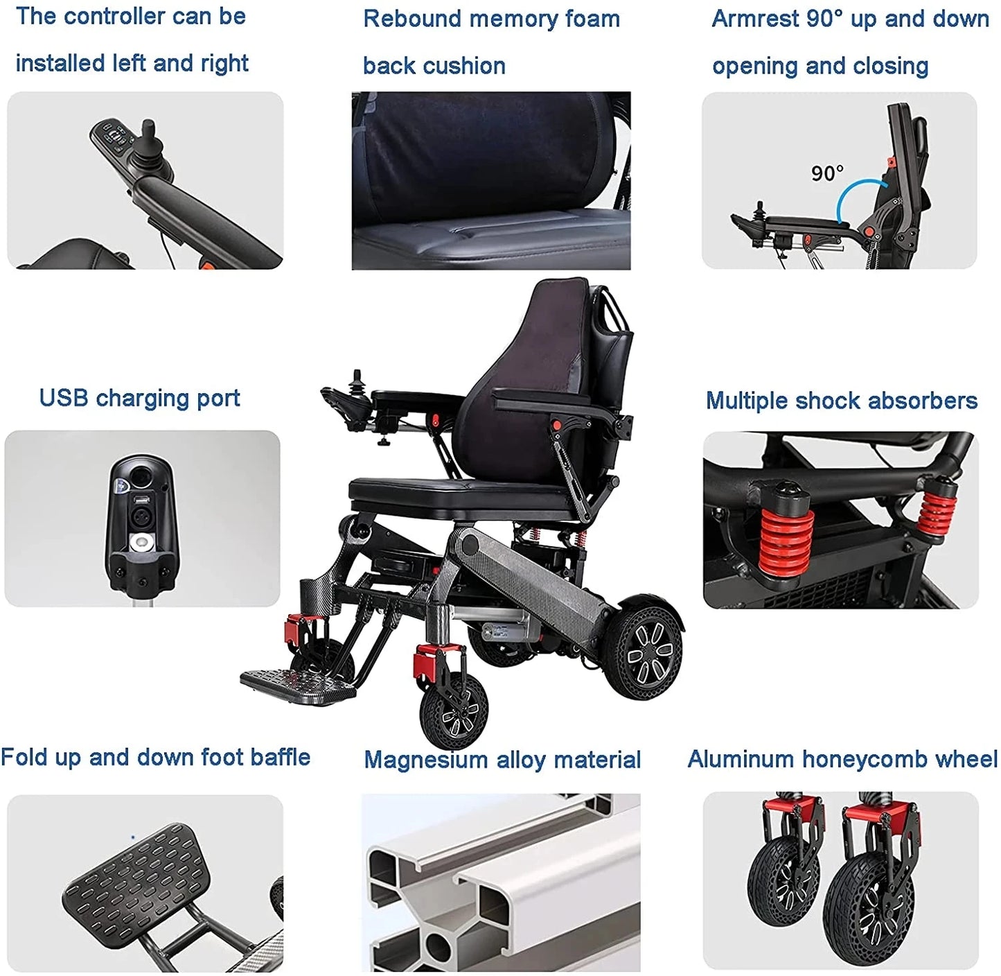 Lightweight Power Wheelchair - Automatic Folding with Remote Control