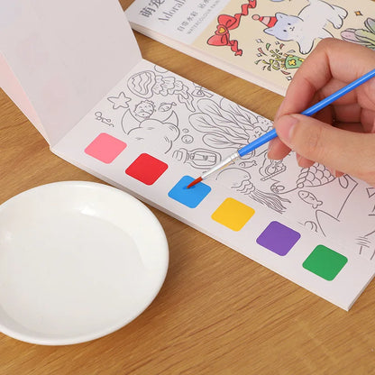 12-Page Kids' Watercolor Book - Holiday Drawing Toymas Gifts, With Built-in Watercolor Pen