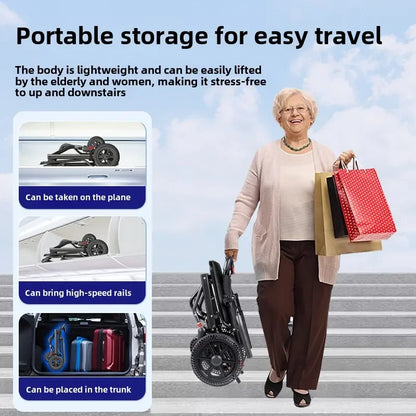 Wheelchair foldable, ultra-lightweight, small, portable, airplane-friendly travel trolley for the elderly