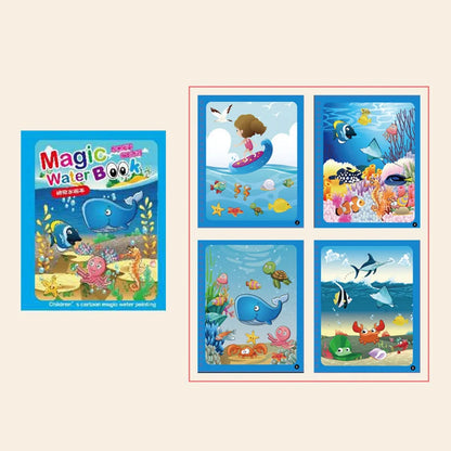 Cartoon Reusable Coloring Book Magical Water Drawing Book with Pen Drawing Toys Early Educational Montessori Toys for Kids