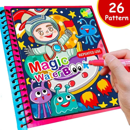 Cartoon Reusable Coloring Book Magical Water Drawing Book with Pen Drawing Toys Early Educational Montessori Toys for Kids