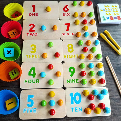 Kids Montessori Wooden Toys Hands Brain Training Clip Beads Chopsticks Beads Toys Early Educational Puzzle Board Math Game To L1