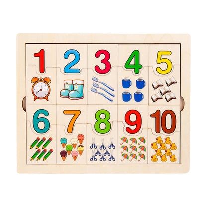 Wooden Children Match It Counting Mathematics Number Early Educational Puzzle Set Jigsaw Toy Preschool Game Gift for Kids