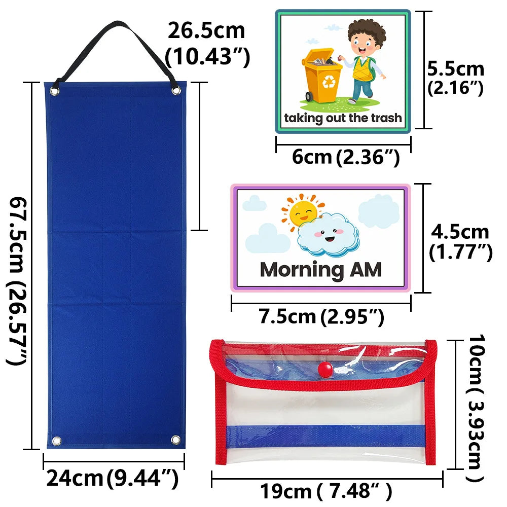 Visual Schedule for Kids Daily Routine Chart with 70 Cards Calendar Pocket Autism Learning Behavioral Tool For School Toys