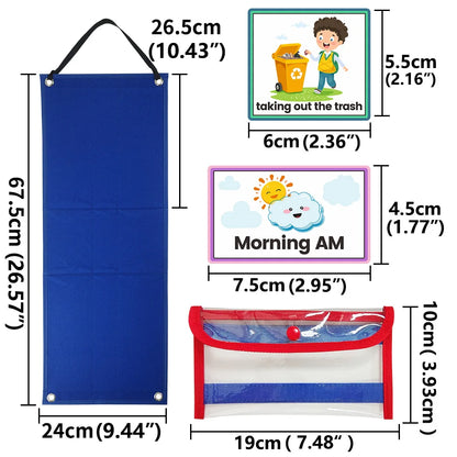 Visual Schedule for Kids Daily Routine Chart with 70 Cards Calendar Pocket Autism Learning Behavioral Tool For School Toys