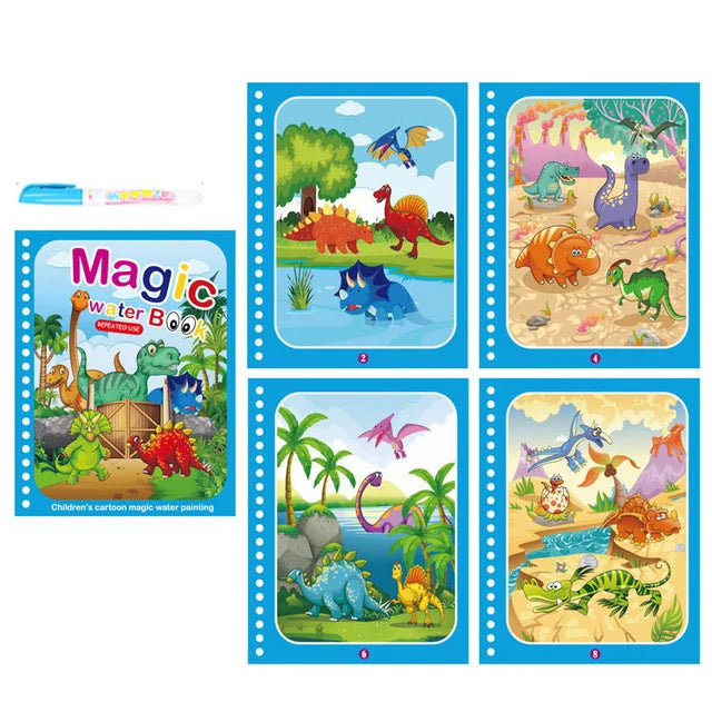 Cartoon Reusable Coloring Book Magical Water Drawing Book with Pen Drawing Toys Early Educational Montessori Toys for Kids