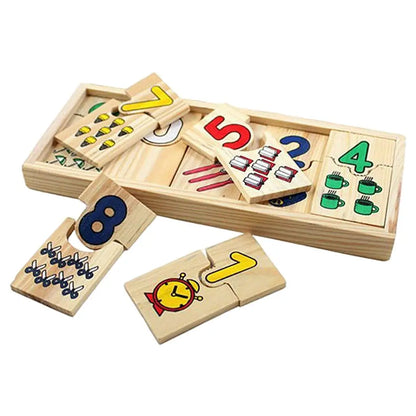 Wooden Children Match It Counting Mathematics Number Early Educational Puzzle Set Jigsaw Toy Preschool Game Gift for Kids