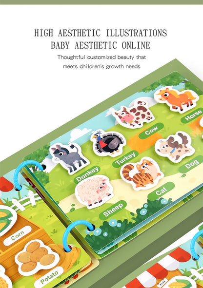 Montessori Baby Busy book My First Quiet Book Paste Early Learning Education Toy Children Toy Matching Game for Babies 2 3 Years