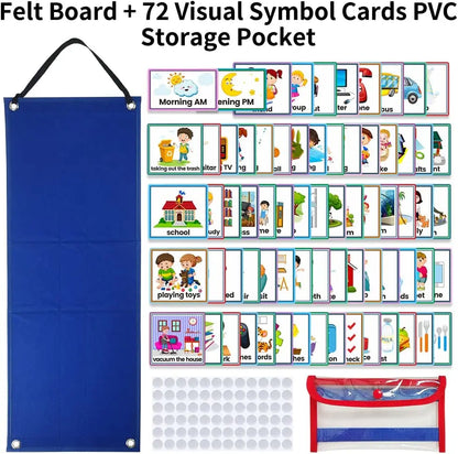 Visual Schedule for Kids Daily Routine Chart with 70 Cards Calendar Pocket Autism Learning Behavioral Tool For School Toys