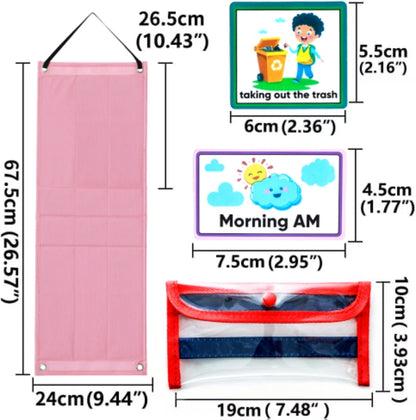 Visual Schedule for Kids Daily Routine Chart with 70 Cards Calendar Pocket Autism Learning Behavioral Tool For School Toys