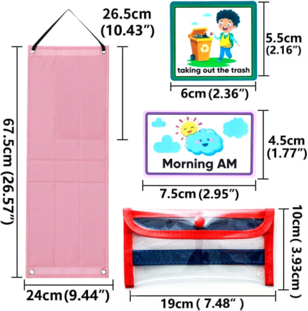 Visual Schedule for Kids Daily Routine Chart with 70 Cards Calendar Pocket Autism Learning Behavioral Tool For School Toys