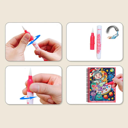 Cartoon Reusable Coloring Book Magical Water Drawing Book with Pen Drawing Toys Early Educational Montessori Toys for Kids