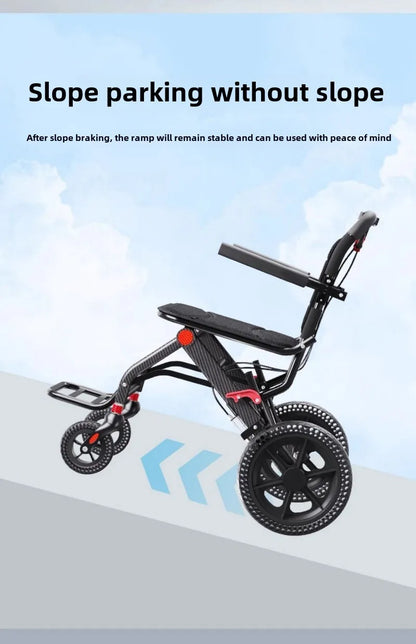 Wheelchair foldable, ultra-lightweight, small, portable, airplane-friendly travel trolley for the elderly